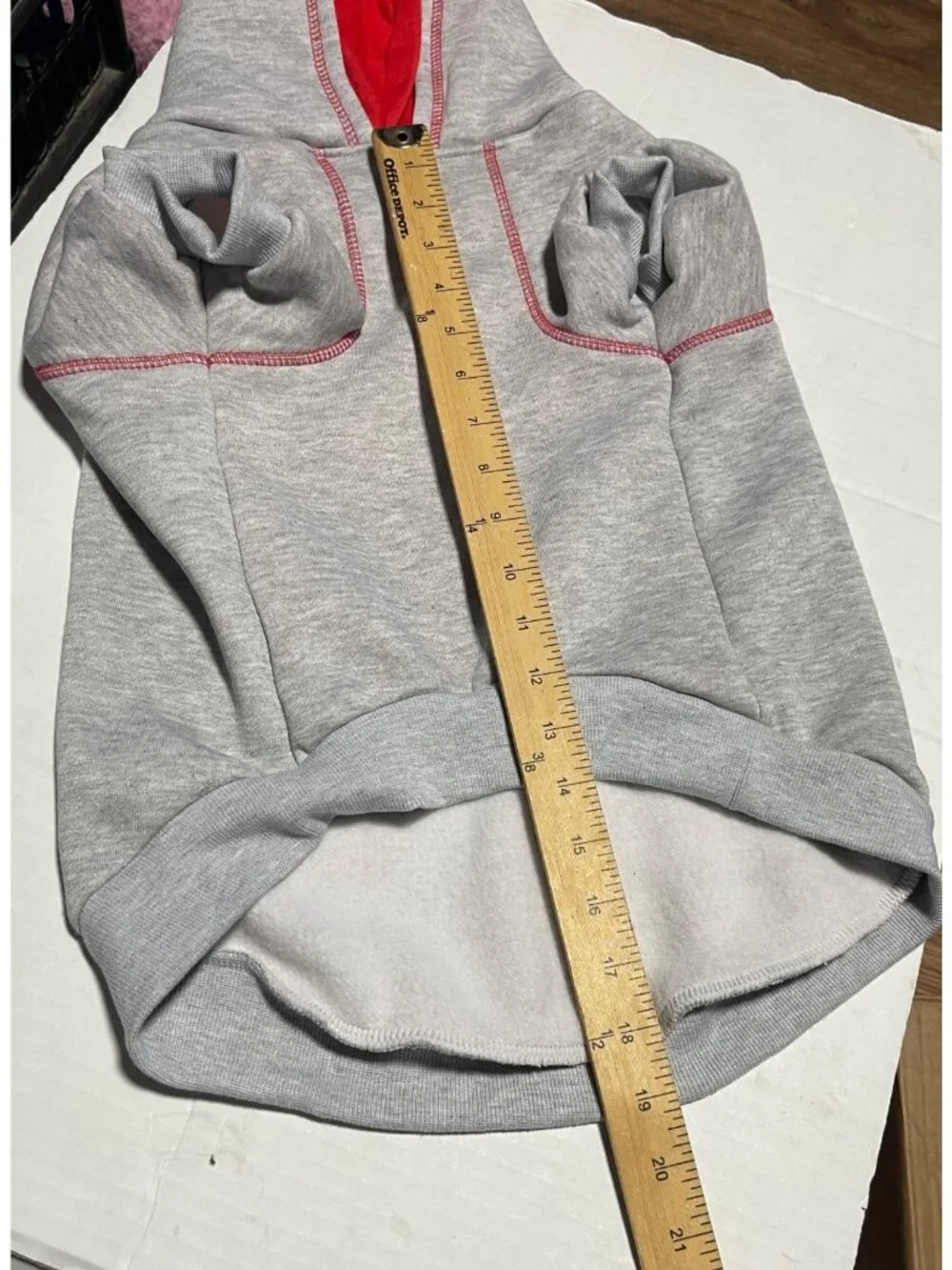 Gray Woof Dog Hoodie Sweatshirt XL I Wuff You Red & White Polyester